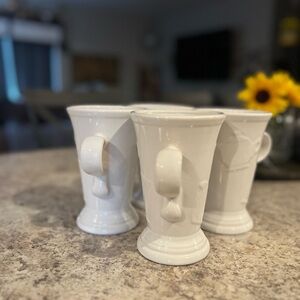 Set of 4 Fiestaware white pedestal mugs
